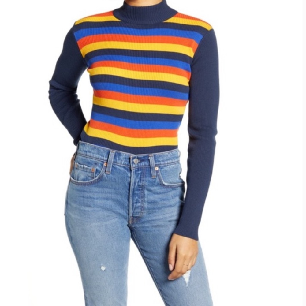 Wrangler Retro Striped Mock Neck Sweater NWT XS 70s Western - Picture 9 of 9